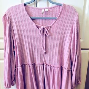 Cato 18/20 Light Purple Baby Doll 3/4 Sleeve Top